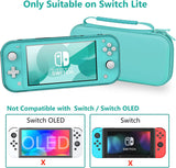 HEYSTOP Compatible with Switch Lite Carrying Case, Switch Lite Case with Soft TPU Protective Case Games Card 6 Thumb Grip Caps for Nintendo Switch Lite Accessories Kit(Turquoise)
