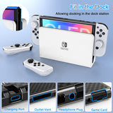 HEYSTOP Switch OLED Accessories Bundle 27 in 1 Compatible with Nintendo Switch OLED, Gift Kit for OLED Carrying Case, Dockable Protective Case Cover, Screen Protector, Joycon Grip & More (White)