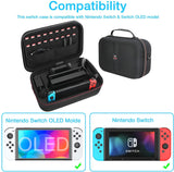 HEYSTOP Case  For Nintendo Switch & OLED Model Protective  with 18 Games Cartridges, Portable Travel All Protective Hard Shell Case for Nintendo Switch Console & Accessories, Black