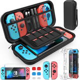 HEYSTOP Switch Case Compatible with Nintendo Switch, 12 in 1 Accessories kit with Carrying Case, Dockable Protective Case, HD Screen Protector and 6pcs Thumb Grips Caps