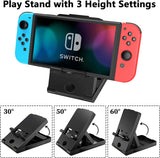 HEYSTOP Switch Accessories Bundle 12 in 1 Compatible with Nintendo Switch, Gift Kit with Carrying Case, Protective Case Cover, Screen Protector, PlayStand, Joycon Grip & More (Black)