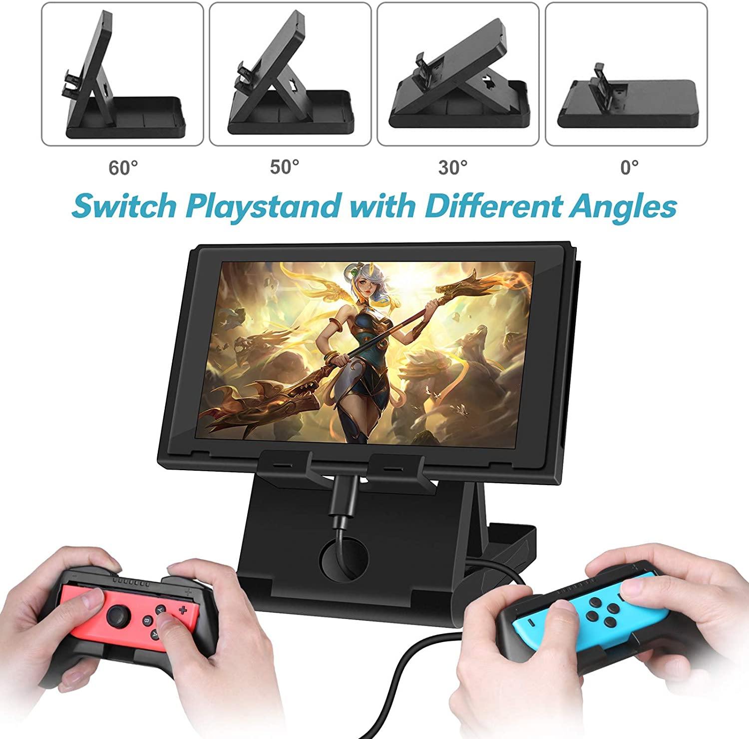 HEYSTOP 12 in 1 Switch Carry Case  for Nintendo Switch, PlayStand, Joycon Steering Wheel (Black) - HeysTop Online